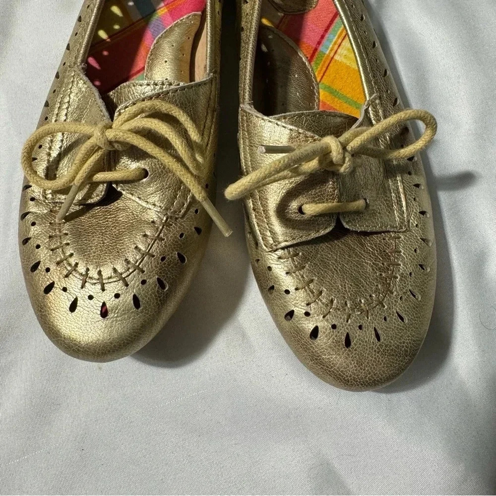 Born Handcrafted Loafers  Leather Gold Comfortable Size 5 1/2 - Picture 6 of 10